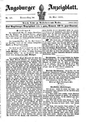 Augsburger Anzeigeblatt Donnerstag 29. Mai 1851