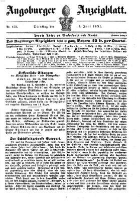 Augsburger Anzeigeblatt Dienstag 3. Juni 1851