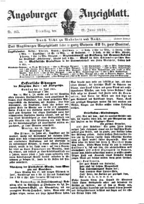 Augsburger Anzeigeblatt Dienstag 17. Juni 1851