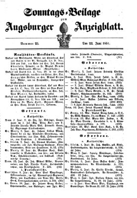 Augsburger Anzeigeblatt Sonntag 22. Juni 1851