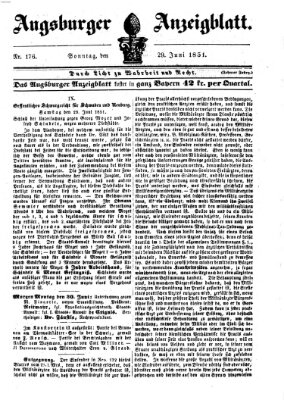 Augsburger Anzeigeblatt Sonntag 29. Juni 1851