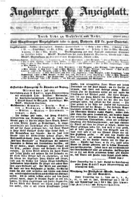Augsburger Anzeigeblatt Donnerstag 3. Juli 1851