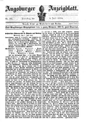 Augsburger Anzeigeblatt Dienstag 8. Juli 1851