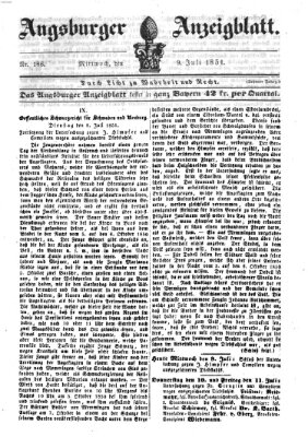 Augsburger Anzeigeblatt Mittwoch 9. Juli 1851