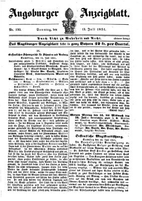 Augsburger Anzeigeblatt Sonntag 13. Juli 1851