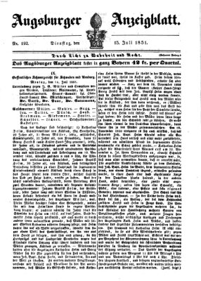 Augsburger Anzeigeblatt Dienstag 15. Juli 1851