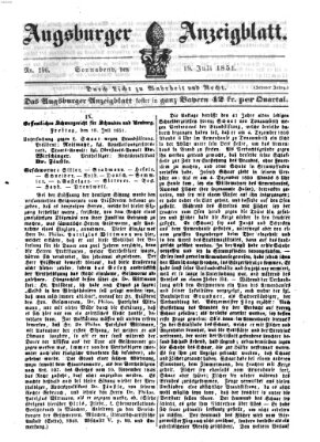 Augsburger Anzeigeblatt Samstag 19. Juli 1851