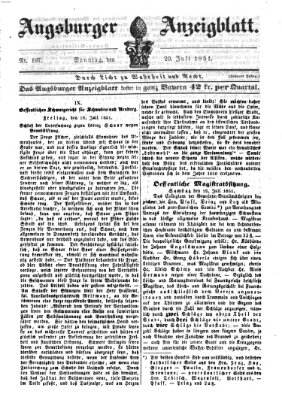 Augsburger Anzeigeblatt Sonntag 20. Juli 1851