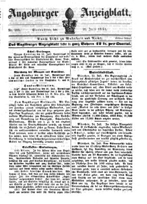 Augsburger Anzeigeblatt Samstag 26. Juli 1851