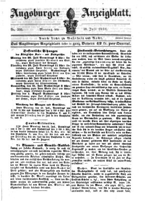 Augsburger Anzeigeblatt Montag 28. Juli 1851