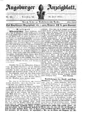 Augsburger Anzeigeblatt Dienstag 29. Juli 1851