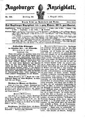 Augsburger Anzeigeblatt Freitag 1. August 1851