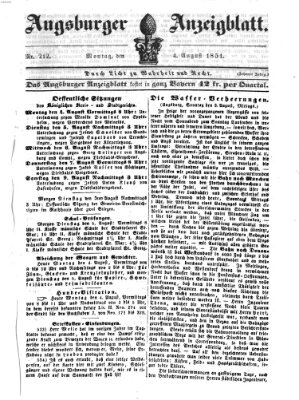 Augsburger Anzeigeblatt Montag 4. August 1851