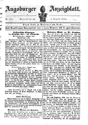 Augsburger Anzeigeblatt Samstag 9. August 1851