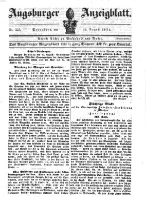 Augsburger Anzeigeblatt Samstag 16. August 1851