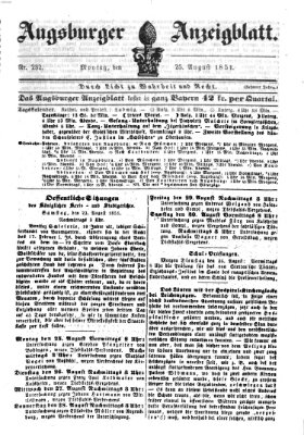 Augsburger Anzeigeblatt Montag 25. August 1851