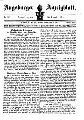 Augsburger Anzeigeblatt Samstag 30. August 1851