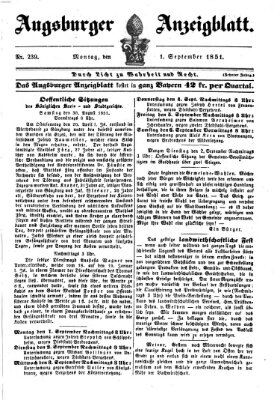 Augsburger Anzeigeblatt Montag 1. September 1851