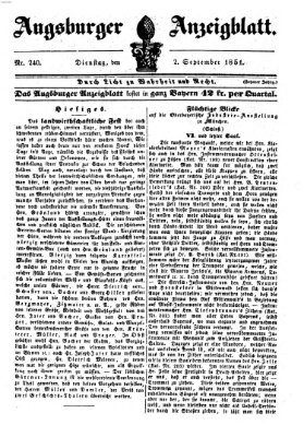 Augsburger Anzeigeblatt Dienstag 2. September 1851