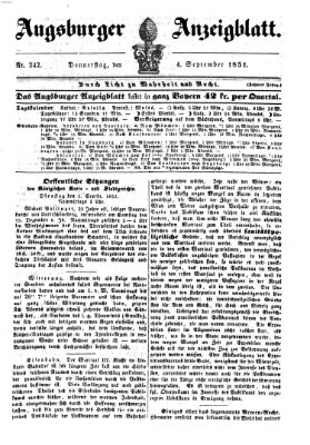 Augsburger Anzeigeblatt Donnerstag 4. September 1851