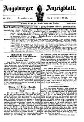 Augsburger Anzeigeblatt Samstag 13. September 1851