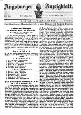 Augsburger Anzeigeblatt Dienstag 16. September 1851