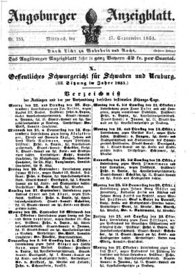 Augsburger Anzeigeblatt Mittwoch 17. September 1851