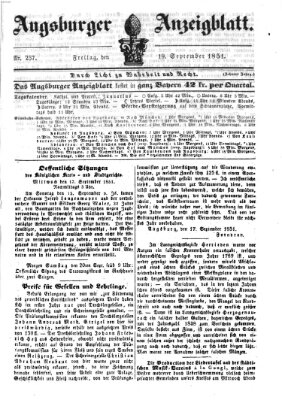 Augsburger Anzeigeblatt Freitag 19. September 1851