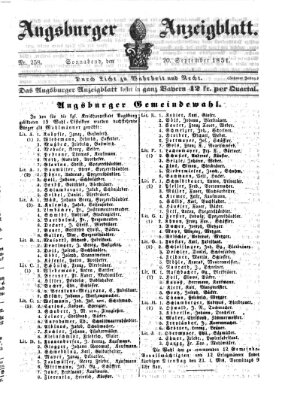 Augsburger Anzeigeblatt Samstag 20. September 1851