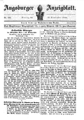 Augsburger Anzeigeblatt Montag 22. September 1851