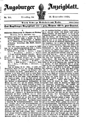 Augsburger Anzeigeblatt Dienstag 23. September 1851