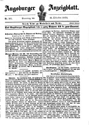 Augsburger Anzeigeblatt Sonntag 19. Oktober 1851