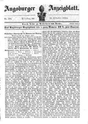 Augsburger Anzeigeblatt Dienstag 21. Oktober 1851