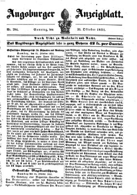 Augsburger Anzeigeblatt Sonntag 26. Oktober 1851