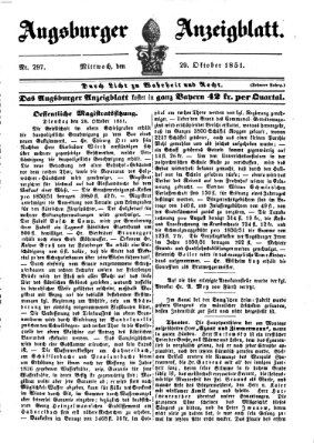 Augsburger Anzeigeblatt Mittwoch 29. Oktober 1851