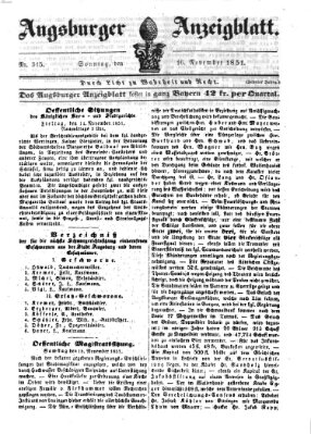 Augsburger Anzeigeblatt Sonntag 16. November 1851