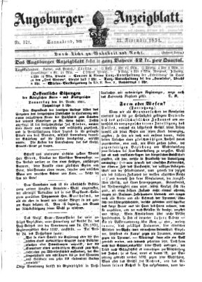 Augsburger Anzeigeblatt Samstag 22. November 1851