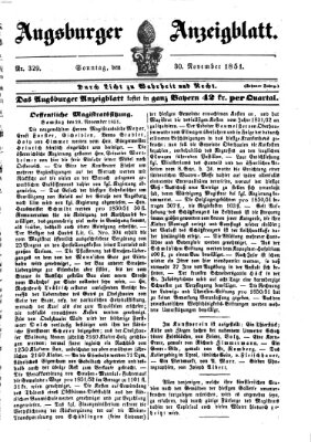 Augsburger Anzeigeblatt Sonntag 30. November 1851