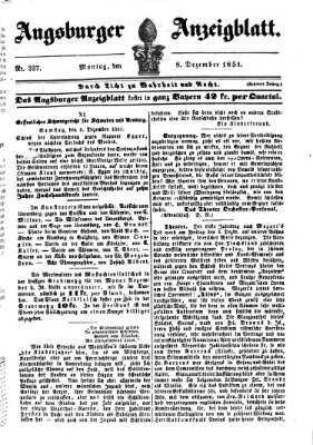 Augsburger Anzeigeblatt Montag 8. Dezember 1851