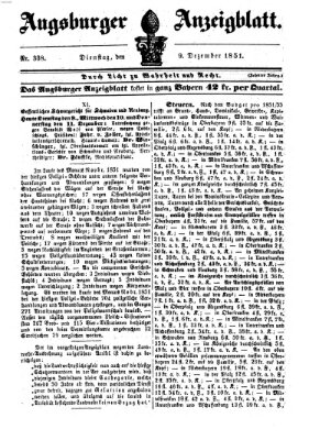 Augsburger Anzeigeblatt Dienstag 9. Dezember 1851