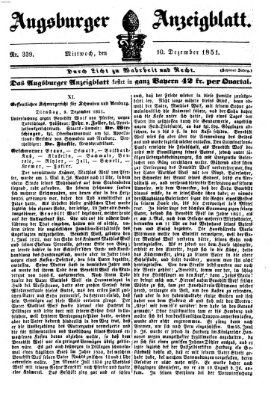 Augsburger Anzeigeblatt Mittwoch 10. Dezember 1851