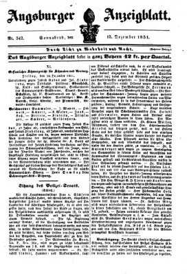 Augsburger Anzeigeblatt Samstag 13. Dezember 1851