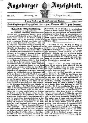 Augsburger Anzeigeblatt Sonntag 14. Dezember 1851