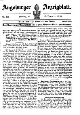 Augsburger Anzeigeblatt Montag 15. Dezember 1851