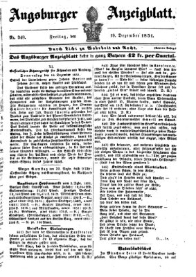 Augsburger Anzeigeblatt Freitag 19. Dezember 1851