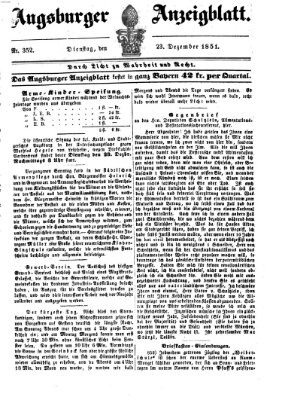 Augsburger Anzeigeblatt Dienstag 23. Dezember 1851