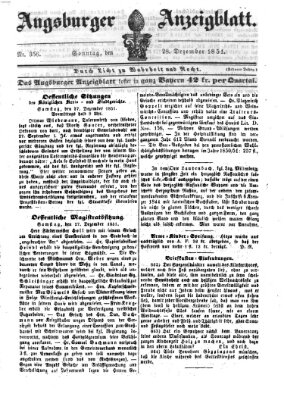 Augsburger Anzeigeblatt Sonntag 28. Dezember 1851