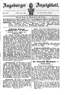 Augsburger Anzeigeblatt Montag 29. Dezember 1851