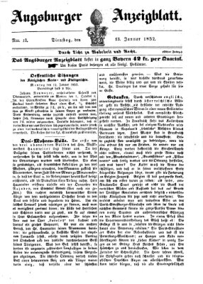 Augsburger Anzeigeblatt Dienstag 13. Januar 1852