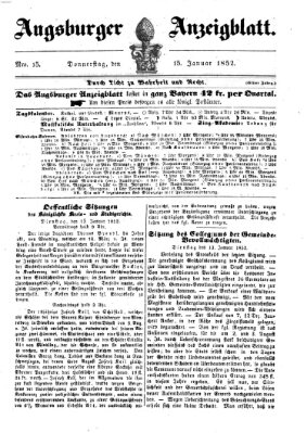 Augsburger Anzeigeblatt Donnerstag 15. Januar 1852